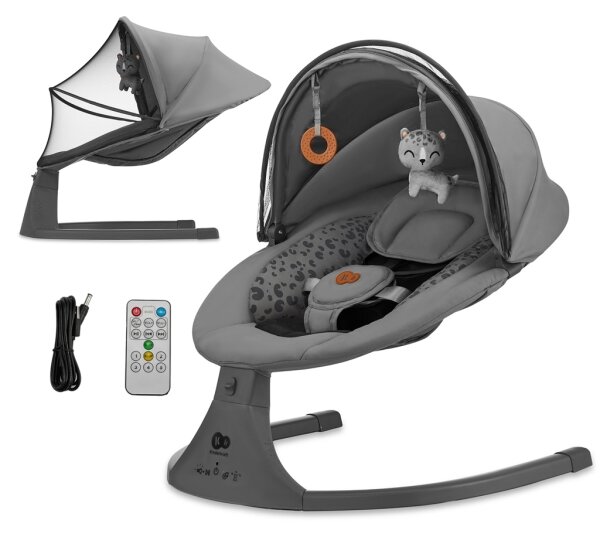KINDERKRAFT - Dětské houpátko s melodií 2v1 LUMI 4xAAA tmavě šedá
