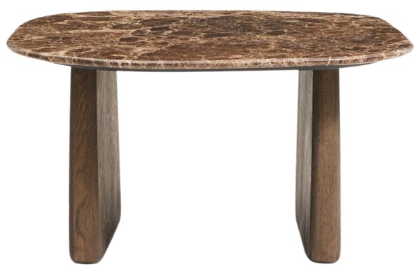 Kave Home Hnědý mramorový odkládací stolek Pirita 71 x 70 cm s tmavou podnoží
