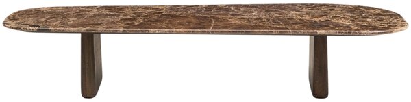 Kave Home Hnědý mramorový konferenční stolek Pirita 147 x 65 cm s tmavou podnoží