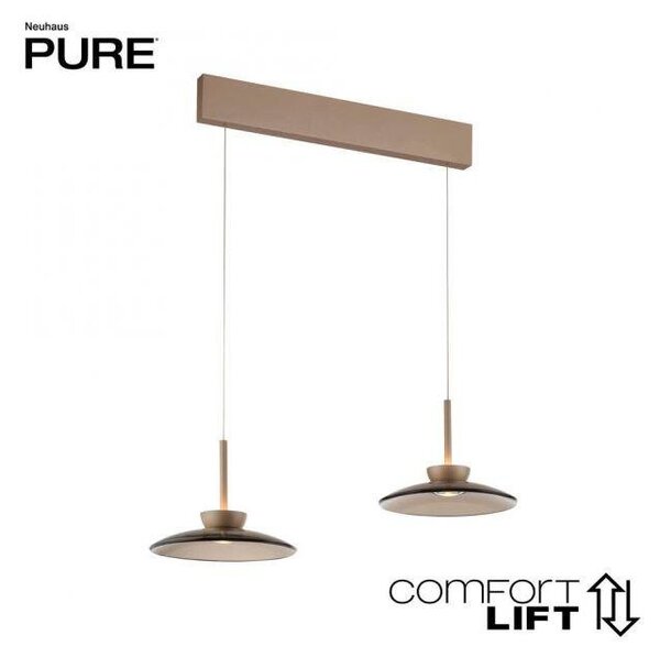 PAULNEUHAUS LED závěsné svítidlo Pure Moon, bronzová, stmívatelné 2700K - PAUL NEUHAUS