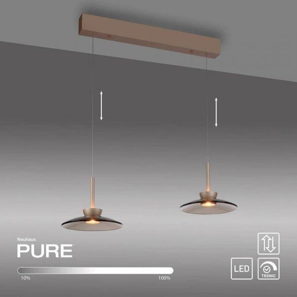 PAULNEUHAUS LED závěsné svítidlo Pure Moon, bronzová, stmívatelné 2700K - PAUL NEUHAUS