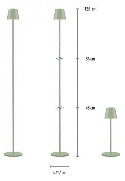 LD 19252-43 LED bateriové svítidlo zelené, stojací a stolní lampa, dotykový stmívač, IP54 pro venkovní použití 3000K - JUST LIGHT