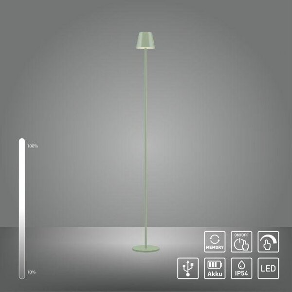 LD 19252-43 LED bateriové svítidlo zelené, stojací a stolní lampa, dotykový stmívač, IP54 pro venkovní použití 3000K - JUST LIGHT