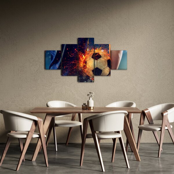 Obraz - Fotbalový míč v ohni (125x70 cm)