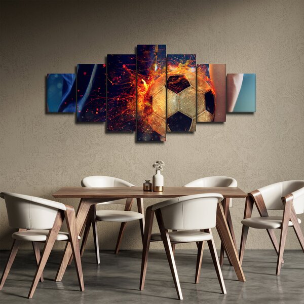 Obraz - Fotbalový míč v ohni (210x100 cm)