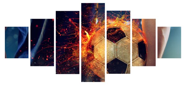 Obraz - Fotbalový míč v ohni (210x100 cm)