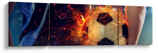 Obraz - Fotbalový míč v ohni (170x50 cm)