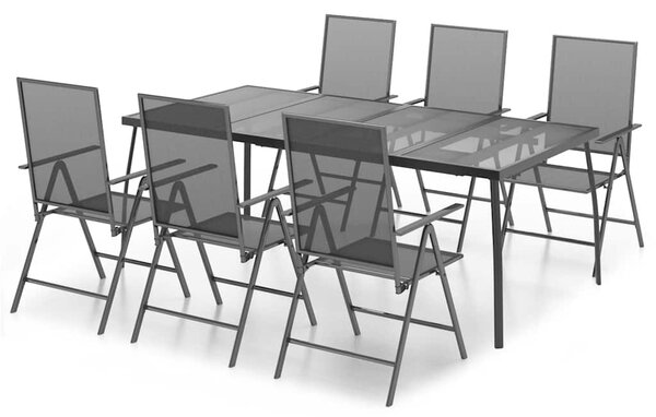 7dílný zahradní jídelní set antracitový ocel 3187983