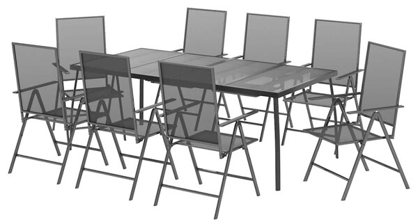 9dílný zahradní jídelní set antracitový ocel 3187984