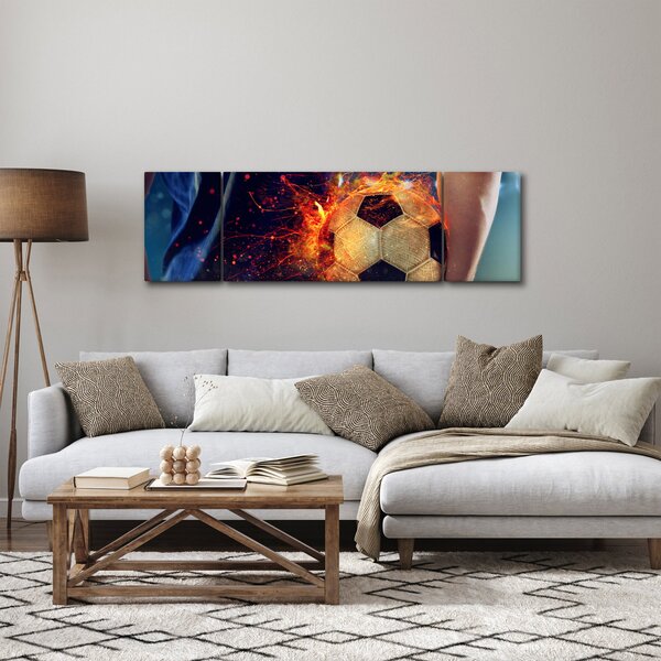 Obraz - Fotbalový míč v ohni (170x50 cm)