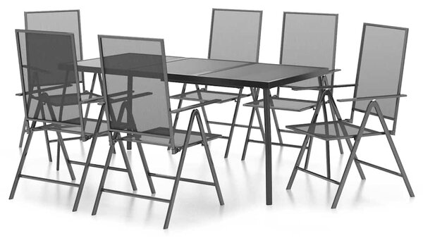 7dílný zahradní jídelní set antracitový ocel 3187981