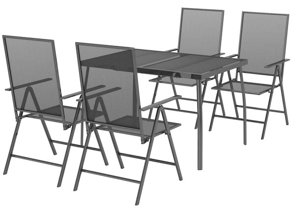 5dílný zahradní jídelní set antracitový ocel 3187979