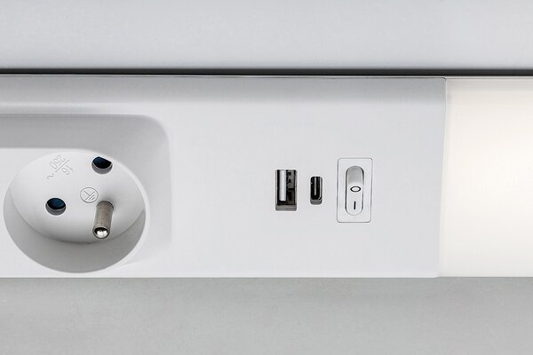 Rabalux BILAL LED podlinkové svítidlo s vypínačem a 2x zásuvkou, 2x USB 60 cm