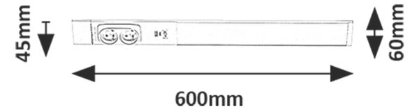 Rabalux BILAL LED podlinkové svítidlo s vypínačem a 2x zásuvkou, 2x USB 60 cm