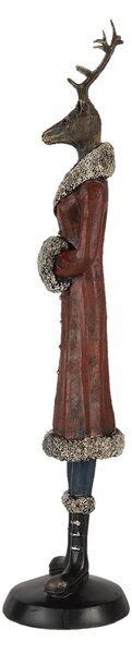 Dekorativní soška laně v zimním kabátu - 8*8*35 cm - Clayre & Eef