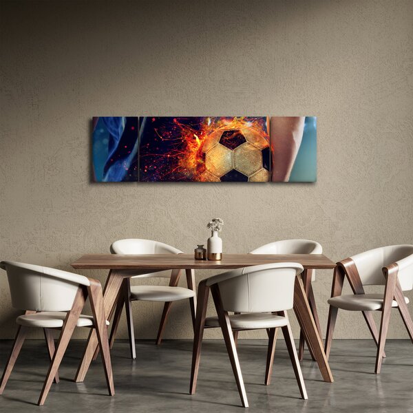 Obraz - Fotbalový míč v ohni (170x50 cm)