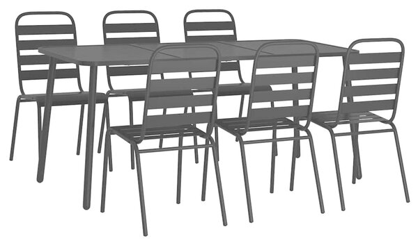 7dílný zahradní jídelní set antracitový ocel 3187993