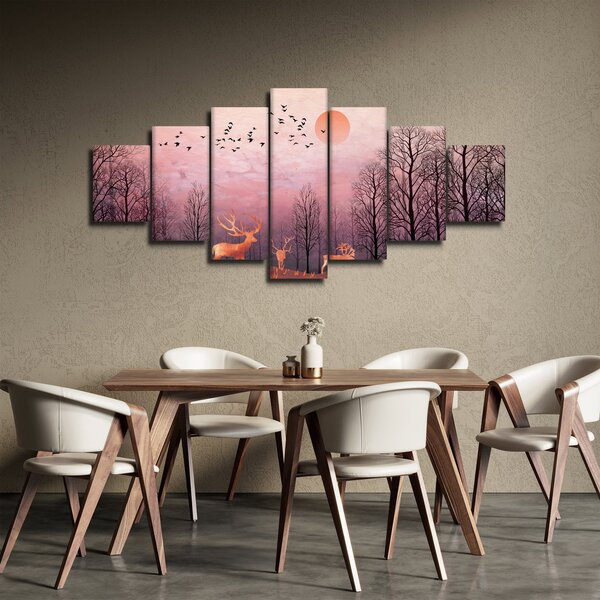 Obraz - Jeleni v záři zapadajícího slunce (210x100 cm)
