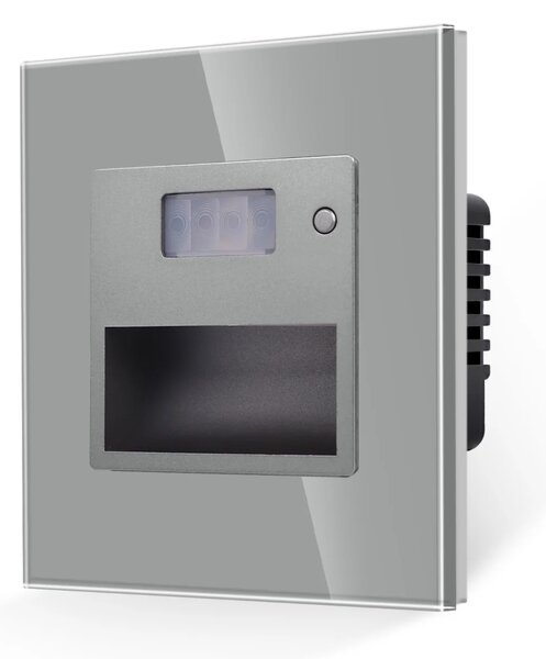 Kompletní podlahové LED světlo s PIR senzorem ve skleněném rámečku ROON R-Socket-FL-PIR-GR
