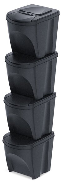 PlasticFuture Sada odpadkových košů SORTEX antracit, objem 4x25l