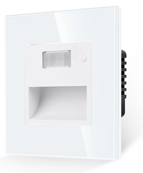 Kompletní podlahové LED světlo s PIR senzorem ve skleněném rámečku ROON R-Socket-FL-PIR-WW
