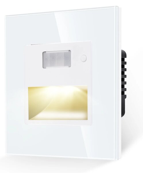 Kompletní podlahové LED světlo s PIR senzorem ve skleněném rámečku ROON R-Socket-FL-PIR-WW