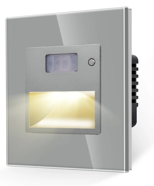 Kompletní podlahové LED světlo s PIR senzorem ve skleněném rámečku ROON R-Socket-FL-PIR-GR