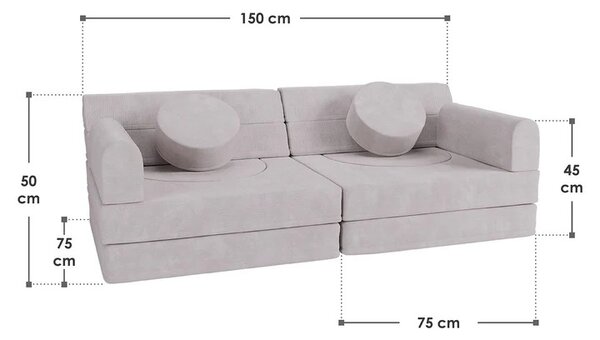 Juskys Dětská pohovka Kayo 150x75x50 cm - béžová