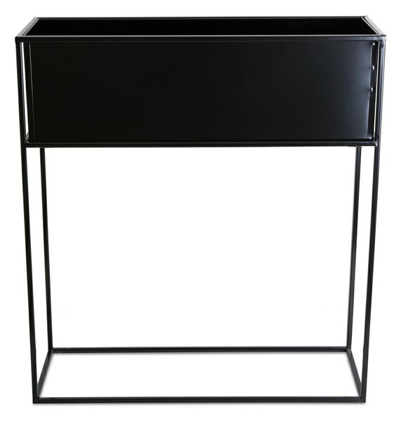 KOVOVÝ KVĚTINÁČ SE STOJÁNEM RECT 70X24X64 CM ČERNÁ