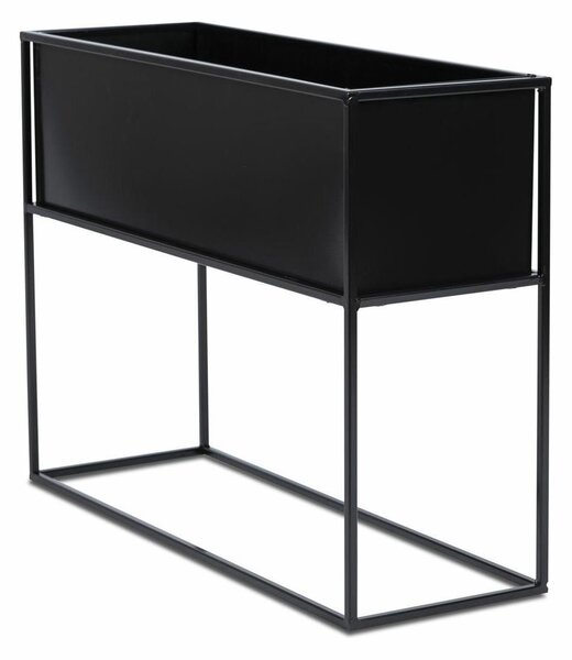 KOVOVÝ KVĚTINÁČ SE STOJÁNEM RECT 50X24X64 CM ČERNÁ