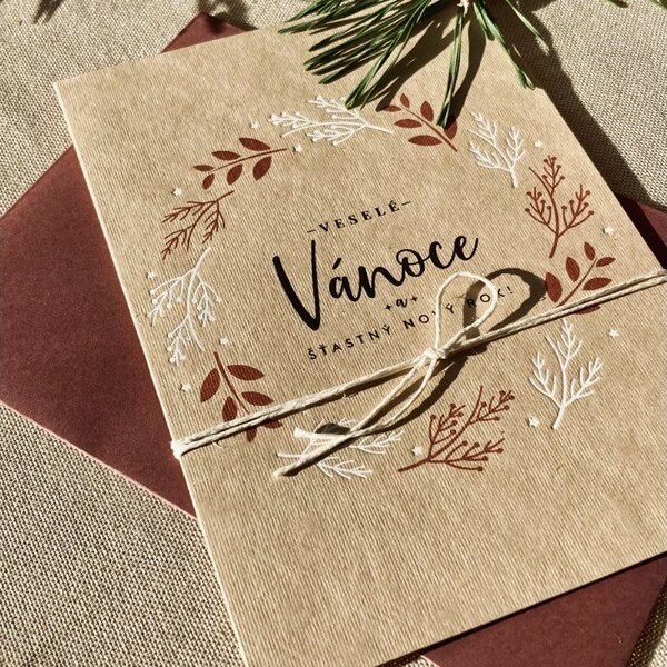 Spring Studio Blahopřání vánoční Větvičky Barva podkladu: hnědý kraftový recyklovaný papír