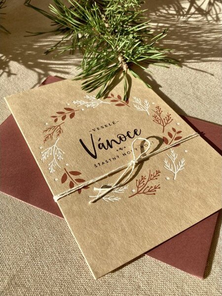 Spring Studio Blahopřání vánoční Větvičky Barva podkladu: hnědý kraftový recyklovaný papír