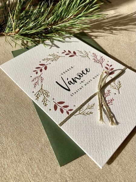 Spring Studio Blahopřání vánoční Větvičky Barva podkladu: hnědý kraftový recyklovaný papír