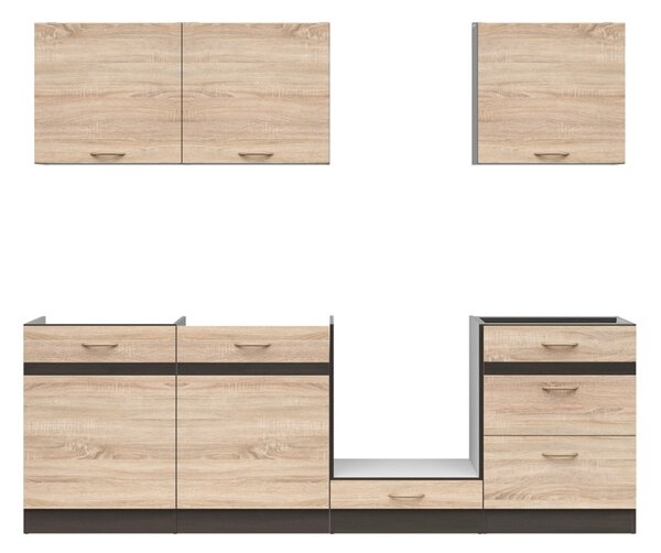 Kuchyně Junona 240 cm skříňka na myčku, bez pracovní desky, wenge/dub sonoma