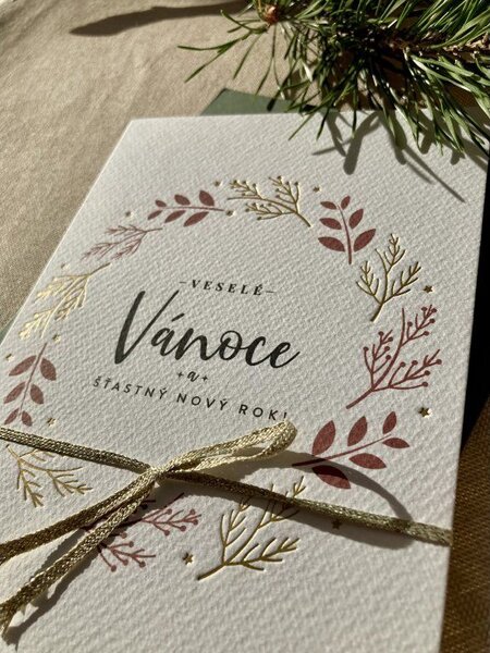 Spring Studio Blahopřání vánoční Větvičky Barva podkladu: hnědý kraftový recyklovaný papír