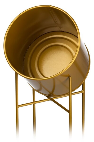 KOVOVÝ KVĚTINÁČ SE STOJÁNEM GOLDEN 55X21 CM ZLATÁ