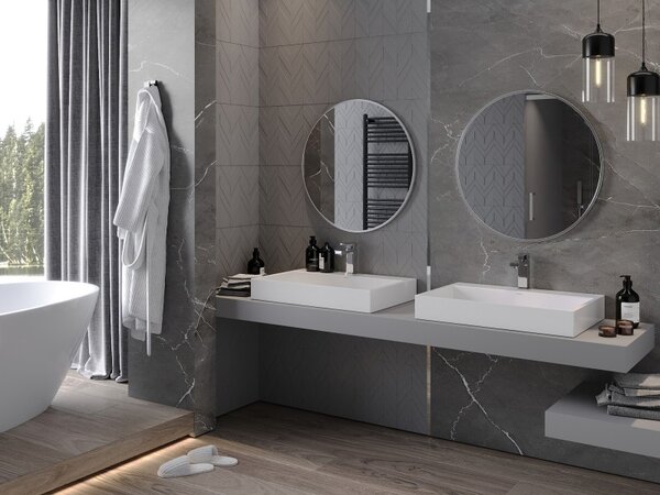 Mexen Loft kulaté koupelnové zrcadlo 70 cm, rám inox - 9850-070-070-000-10