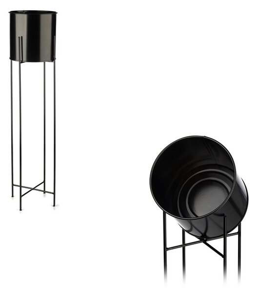 KOVOVÝ KVĚTINÁČ SE STOJÁNEM DARK 95X21 CM ČERNÁ