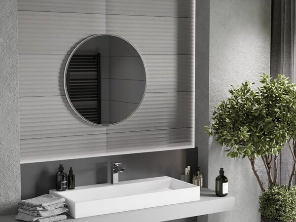 Mexen Loft kulaté koupelnové zrcadlo 70 cm, rám inox - 9850-070-070-000-10