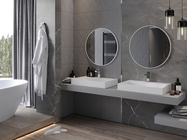Mexen Loft kulaté koupelnové zrcadlo 70 cm, bílý rám - 9850-070-070-000-20