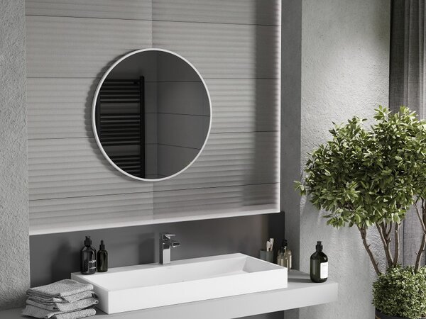 Mexen Loft kulaté koupelnové zrcadlo 70 cm, bílý rám - 9850-070-070-000-20