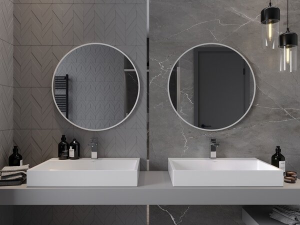 Mexen Loft kulaté koupelnové zrcadlo 70 cm, bílý rám - 9850-070-070-000-20