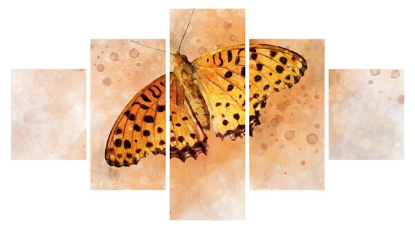Obraz - Oranžový motýl, aquarel (125x70 cm)