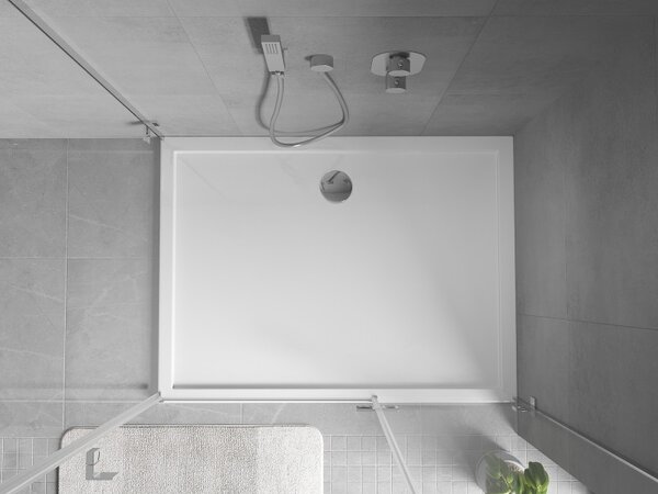 Mexen Flow obdélníkový sprchový kout slim 95 x 70 cm, bílý lesk - 46R107095
