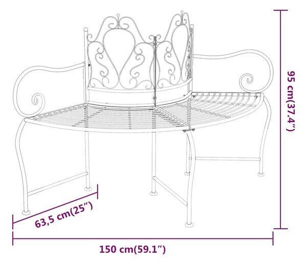 Lavice kolem stromu 150 cm černá ocel 318823