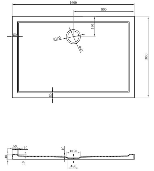 Mexen Flow sprchová vanička obdélníková slim 160 x 100 cm, bílý lesk - 46R101016