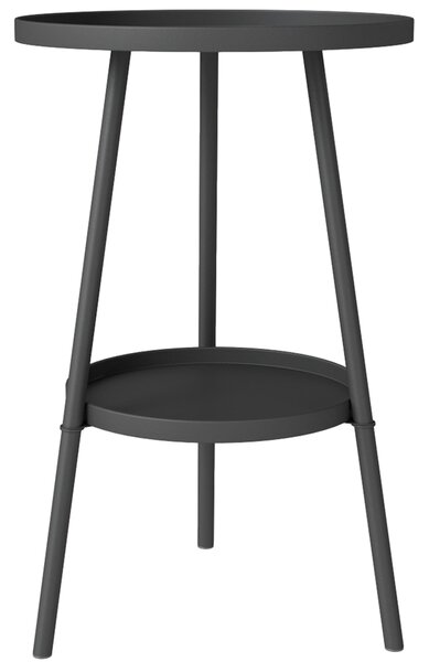 Outsunny Kulatý 2-úrovňový Zahradní Stůl Venku, Patio Stůl Ø32x51 cm s Dolním Podnosem a Kovovým Rámem pro Venkovní a Vnitřní Použití Černá | Aosom