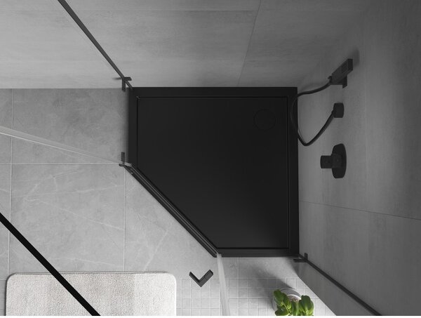 Mexen Flow pentagonální sprchová vanička slim 80 x 80 cm, černý mat - 46P708080