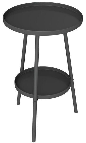 Outsunny Kulatý 2-úrovňový Zahradní Stůl Venku, Patio Stůl Ø32x51 cm s Dolním Podnosem a Kovovým Rámem pro Venkovní a Vnitřní Použití Černá | Aosom