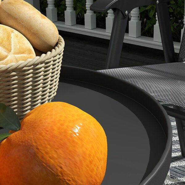 Outsunny Kulatý 2-úrovňový Zahradní Stůl Venku, Patio Stůl Ø32x51 cm s Dolním Podnosem a Kovovým Rámem pro Venkovní a Vnitřní Použití Černá | Aosom